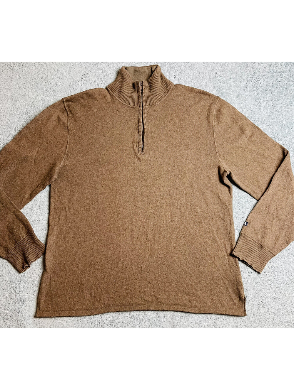 The North Face Quarter Zip Pullover Sweater Mens Large L Brown Wool Blend
